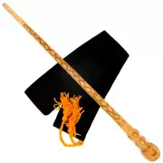 15.75" Hand Carved Almond Wood Prof. Moody Magic Wand Wizard Wicca w/ Velvet Bag