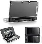 Hard Case Compatible with New Nintendo 3DS XL LL 2015 with 2 Packs Screen Protector,Ultra Clear Crystal Transparent Hard Case,Tempered Glass for Top Screen and HD Clear Crystal PET Film