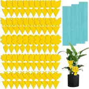 50 Pack Fruit Fly Trap Indoor Yellow Dual Sided Gnat Trap-Sticky Fly Trap-Fru...