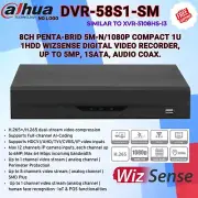 DVR-58S1-SM DAHUA NO LOGO DVR 8CH UP TO 5MP 4IN1 AUDIO COAX 1 SATA PENTABRID