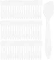 Wopanxye Pack of 200 Cream Spatula, Mini Cosmetic Spatula, Cosmetic Mask Spatula, Plastic Sample Applicator, Small Plastic Cream Spoon for Face Mask Spatula, Bulk Pack Disposable Lip Mask Spatula