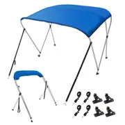 3 Bow Bimini Top Boat Cover, 900D Polyester Canopy with 1" Aluminum Alloy Frame, Waterproof and Sun Shade, Includes Storage Boot, 2 Support Poles, 4 Straps, 6'L x 46"H x 61"-66"W, Pacific