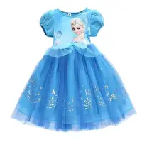 在飛比找蝦皮購物優惠-女童裝 冰雪奇緣 艾莎 2024新款夏季冰雪奇緣公主裙愛莎女