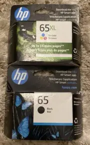 Genuine HP 65 65XL Black and Tri-Color Ink Cartridge Set SEALED EXP