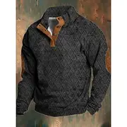 Men's Sweatshirt Black Army Green Brown Standing Collar Plain Color Block Print Daily Holiday Going out Polyester Streetwear Casual Fall Winter Clothing Appare