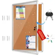 Magula 36"x24" Enclosed Cork Bulletin Board Tamper-Proof Dispaly Case, Alumin...