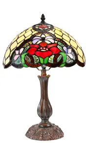 12" Poppy Flower Tiffany Tiffany Bedside Lamp