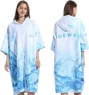 Surf Poncho Changing Robe Quick Drying Hooded Cloaks Microfiber Gradient Blue Beach Blanket Bath Towel Swim Cover for Adult Men Women