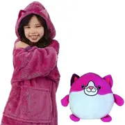 Soft Kids Boy Pets Teddy Bear Nightwear Warm Hoodie Blanket Sweatshirt Ty Rose Red One Size