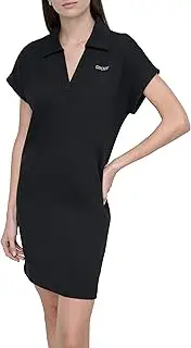 [DKNY] Women's Mini Stud Logo Short Sleeve Vneck Collar Dress