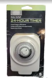 Dual Outlet 24-Hour Timer Indoor Programmable Plug Switch Power Outlet Electric