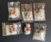 6 Assorted Flatback Resin Christmas Snowman Ornament Scrapbook