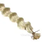 200 Deep Wave Curly I Tip Micro Ring Remy Human Hair Extensions Light Ash Blonde