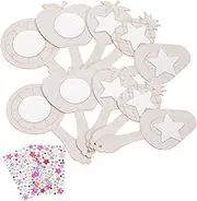 10 Sets Boys and Girls Hand Mirror Unfinished Mini Wooden Mirror for Diy Craft Party Decorations Favors