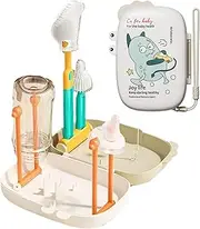 Bottle Brush Set, Travel Bottle Cleaning Kit,5 in 1 Nipple Straw Brush to 1 Bottle Cleaning Bouteau - Soap Dispenser, Espa Saving Drying Rack