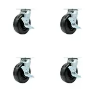 6 Inch Phenolic Caster Set with Ball Bearings and Brake/Swivel Lock SCC