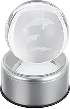 ULTECHNOVO 1pc Dolphin Crystal Ball Ornament with Luminous Light Decor for Bedroom Living Office Present for Families and Friends