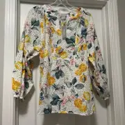 NWT Chico’s Lemon Print Eyelet Top size 2