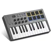 LEKATO Elctronic MIDI Keyboard DJ Controller 25 Keys 8 Backlit Drum Pads LED