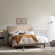 Zinus Queen Debi Bed Frame Premium Upholstered Fabric Base - Beige