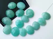 14-16mm Amazonite Rose Cut Cabochons, Drilled Amazonite Free Form Shape Rose Cut