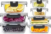 KOOSREEL Glass Container Food Storage with Lids, 7 Pack Meal Prep Containers Set, Airtight Lunch Containers, Leak Proof, BPA Free Glass Lunch Bento Boxes for Microwave, Oven, Freezer and Dishwasher