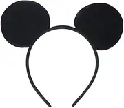 Black Mickey and Minnie Mouse Ears Headband - Cartoon Mouse Ears with Polka Dot Bow, Fancy Dress, One Size, for Children and Adults, Mickey and Minnie Headband Accessories