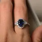 "Best Buy" Oval Blue CZ Studded Sapphire Solitaire Silver Ring For Women