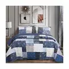 King Size Cotton Lightweight Patchwork Quilt Set, 3 Pieces King Coverlet Quil...