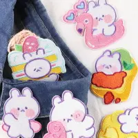 在飛比找樂天市場購物網優惠-繡花圖案布貼衣服服裝輔料可愛卡通動物兔子補丁貼自粘免縫布貼