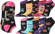[Tipi Toe] Women's 10 Pairs Crazy Unique Colorful Fun Patterned Low Cut/No Show Socks