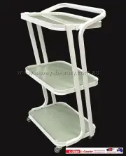 Deluxe 3 Tier Trolley Glass Shelf Z Style Heavy Duty Frame With Lamp Hole