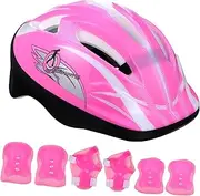 WHAMVOX Roller Skating Safety Helmet Set Boys and Girls Elbow Pads Wrist Guards Shin Pads for Skating Biking