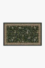 90' x 150' | Machine Washable Runner Rug | Kid & Pet Friendly | Indoor Rug | Morris & Co. Bird & Pomegranate Teal Green Rug | Ruggable