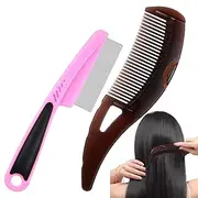Scalp Cleaning Comb - Oil Buildup Stainless Steel Lice Brush,Removal Hollow Tooth Lice Pick for Men