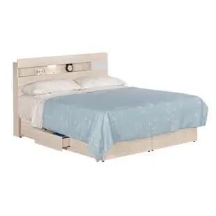 Boden-斯緹5尺藍色雙人抽屜床組(LED燈床頭片+三抽收納床底-不含床墊)