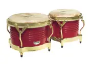 LP LATIN PERCUSSION MATADOR BONGO DRUMS BLAZE RED w/ GOLD HARDWARE - M201-RW