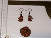 OB Handmade Beaded Earrings Red Rock & Magnetic Modesty Button