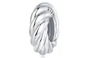 Solid 925 Signature Silver Twisted Bun Charm