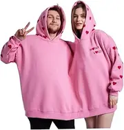 [Wedhapy] Matching Hoodies Couples Hoodies, Long Sleeve Pullover Couples Sweatshirts with Heart-Shaped Pattern, Intimate Matching Couple Tops, Sweatshirts