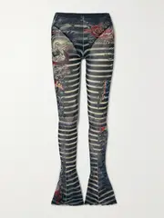 [Jean Paul Gaultier] Jean Paul Gaultier - Printed Tulle Boot-cut Pants - Navy - small small Blue