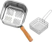 Fenteer Mini Deep Fryer Pot Cooking Pot Multipurpose Lightweight Frying Pan with Basket for Stock Chicken Dumpling Fish Vegetables