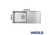 HIGOLD Vante Single Bowl Kitchen Sink with Drainer - R10 Corner - SS 304 Stainless Steel - 1000mm - Brushed Finish