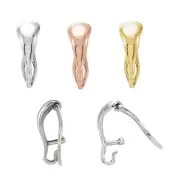 14K Rose White Yellow Gold or Silver Enhance Bail Pearl Bead Charm Chain Pendant