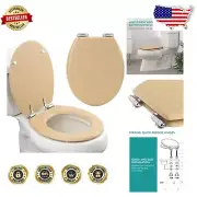 Stylish Oval MDF Toilet Seat with Soft Close and Zinc Alloy Hinges - Beige
