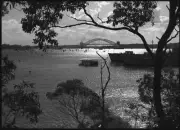 NSW View of Sydney Harbour with Sydney Harbour Bridge in backgroun - Old Photo