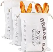 1/2 Pack Plastic Lined Bread Bags for Homemade Bread 13 x 17 Inch Reusable Linen Bread Bags to Keep Bread Fresh Container Preserver for Homemade Bread Storage
