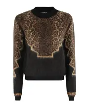 leopard-print geometric-pattern sweater IT40,IT42 Black