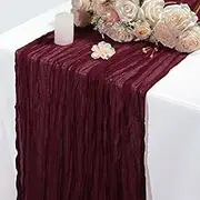 Table Runner Cheesecloth Table Runner 10 FT Boho Rustic Gauze for Summer Decor Cheese Cloth for Wedding Bridal Baby Shower Birthday Home Decor Party Decorations (Wine Red, 1 Pack)