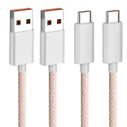 [2 Pack] Braided Fast Type-C Charger Cable Compatible With Samsung Apple iPad Pro/Air/MacBook M3/2023 (Pink)